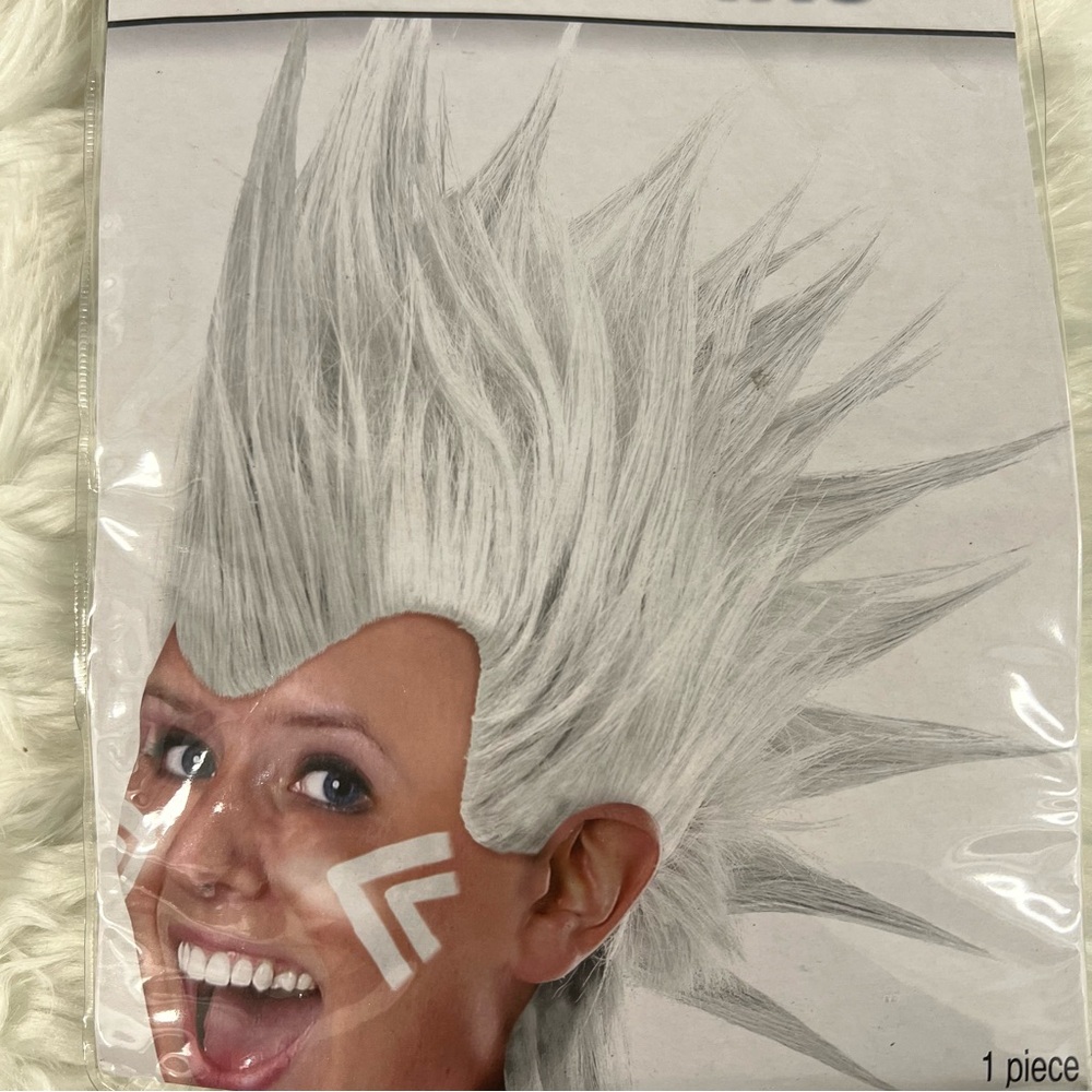White Mohawk Wig NEW Halloween costume punk rocker - Picture 4 of 7